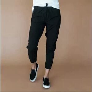 Albion Jetsetter Jogger Pants Black Zip Ankle Lightweight Stretch S